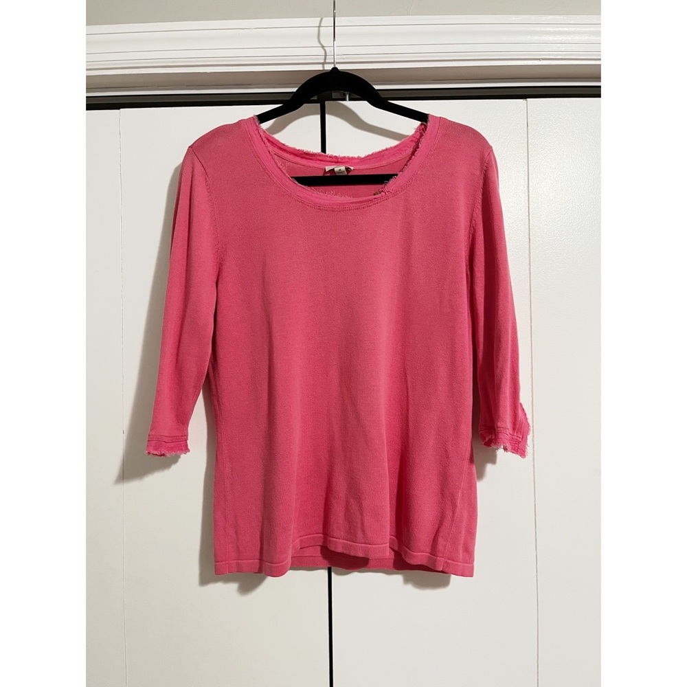 J. Jill Scoop Neck Three Quartered Sleeve Medium Pink Sweater